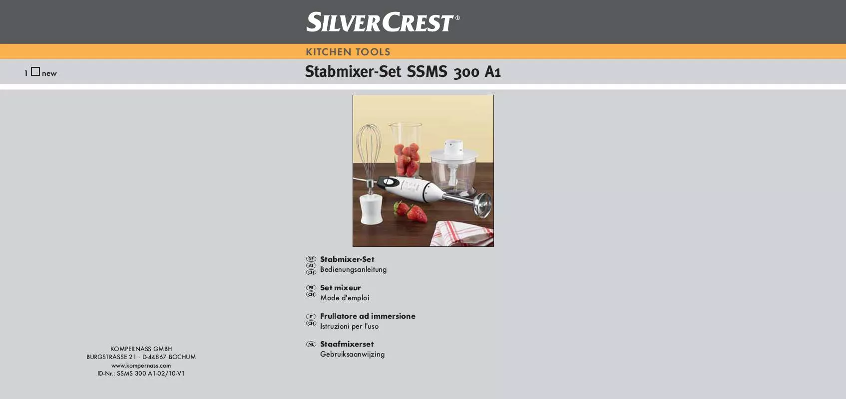 Mode d'emploi SILVERCREST SSMS 300 A1 HAND BLENDER SET