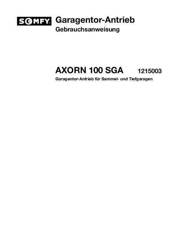 Mode d'emploi SOMFY AXORN 100 SGA