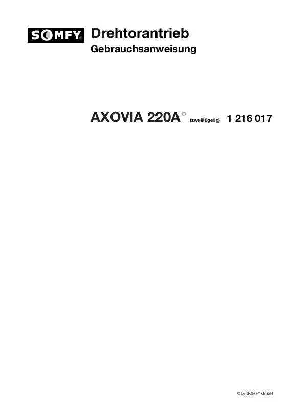 Mode d'emploi SOMFY AXOVIA 220A