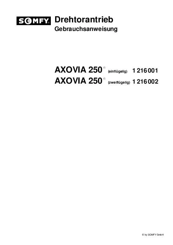 Mode d'emploi SOMFY AXOVIA 250