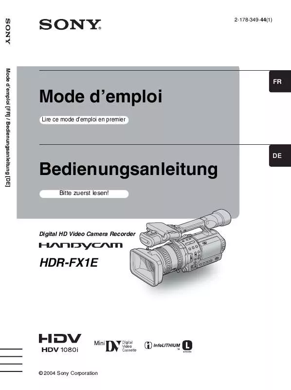 Mode d'emploi SONY HDR-FX1E
