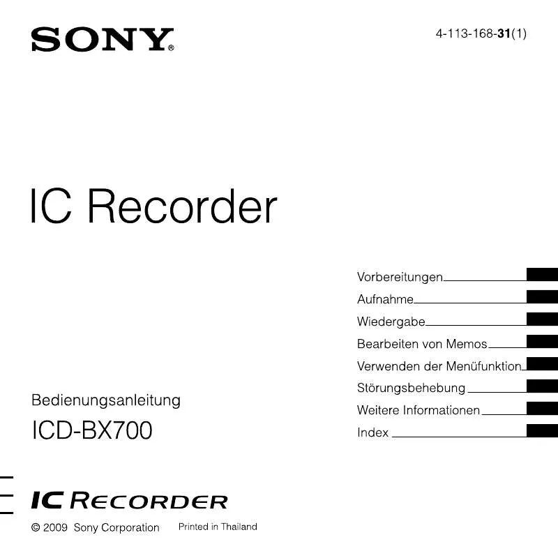 Mode d'emploi SONY ICD-BX700
