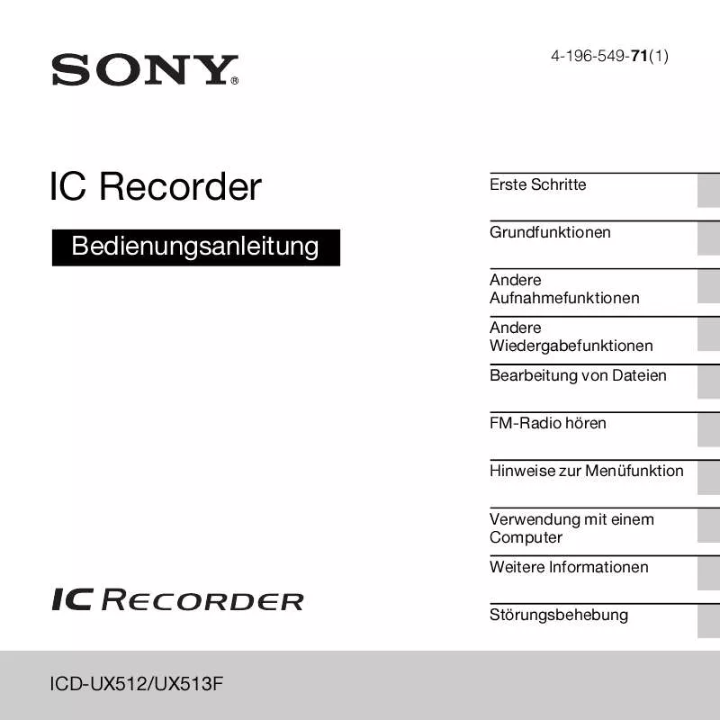 Mode d'emploi SONY ICD-UX513F