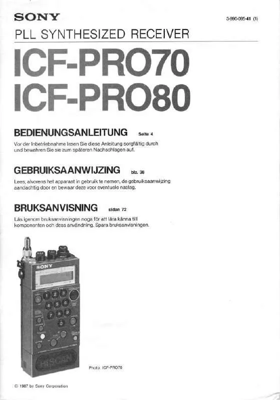 Mode d'emploi SONY ICF-PRO80