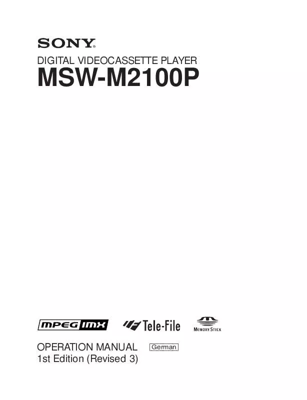 Mode d'emploi SONY MSW-M2100P
