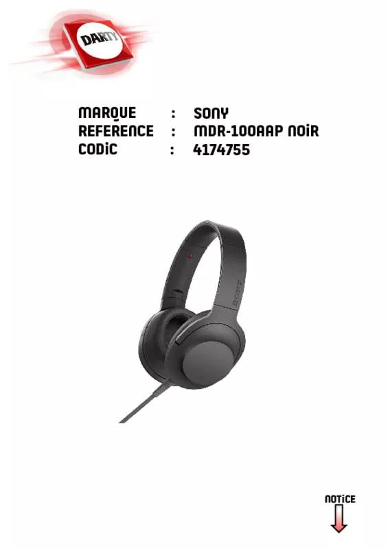 Mode d'emploi SONY PREMIUM MDR-100AAP