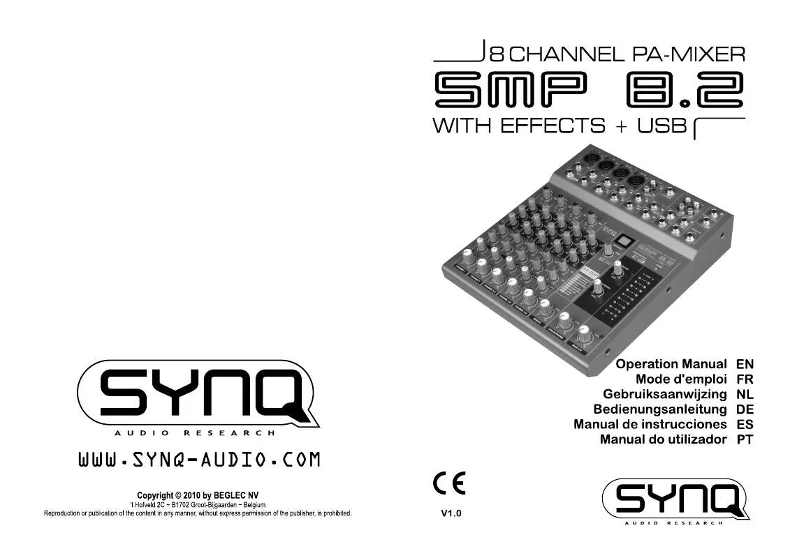 Mode d'emploi SYNQ AUDIO RESEARCH SMP 8.2