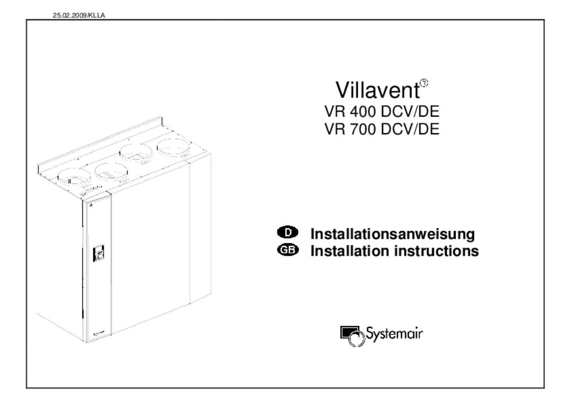 Mode d'emploi SYSTEMAIR VR 400 DCV