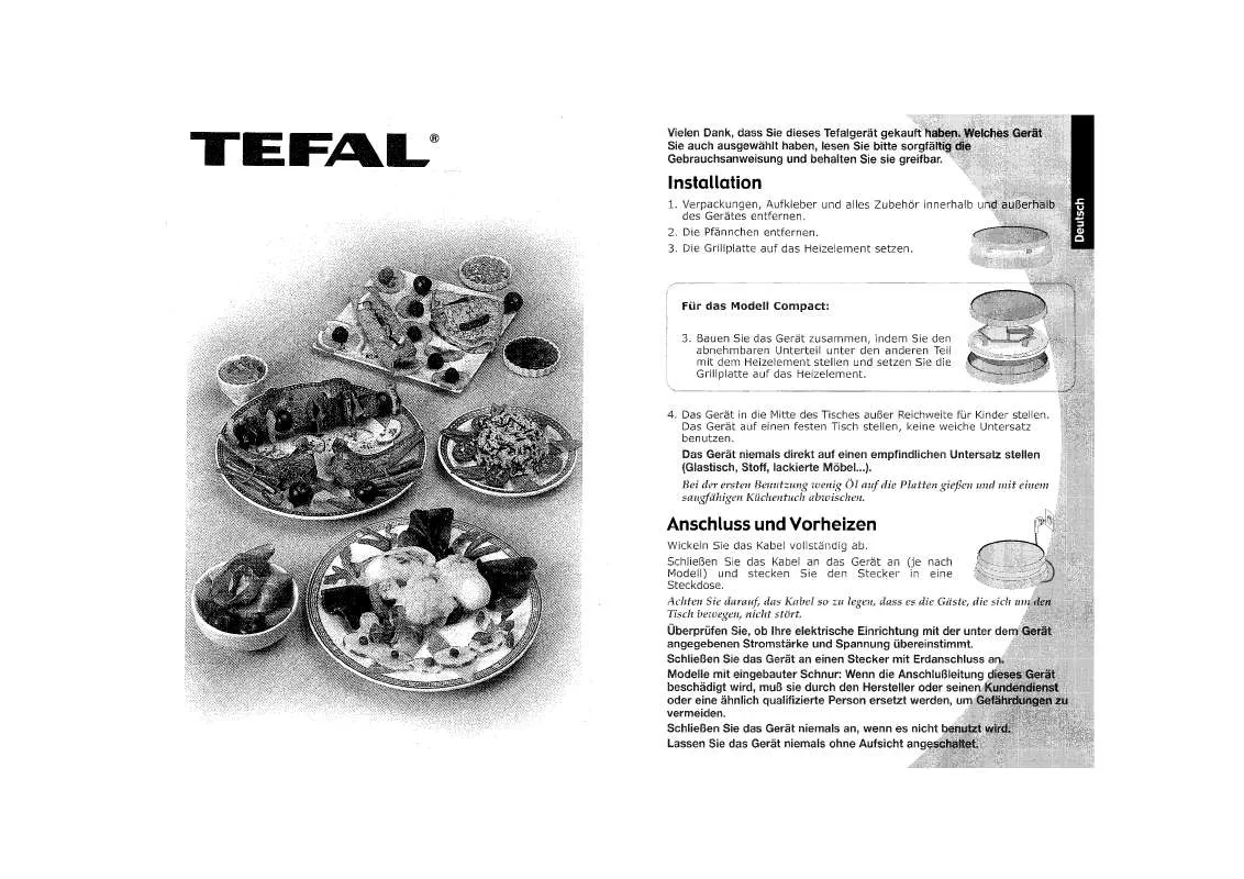 Mode d'emploi TEFAL RACLETTE GRILL AMBIANCE 10