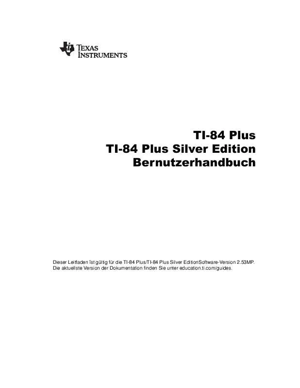 Mode d'emploi TEXAS INSTRUMENTS TI84 PLUS SILVER EDITION