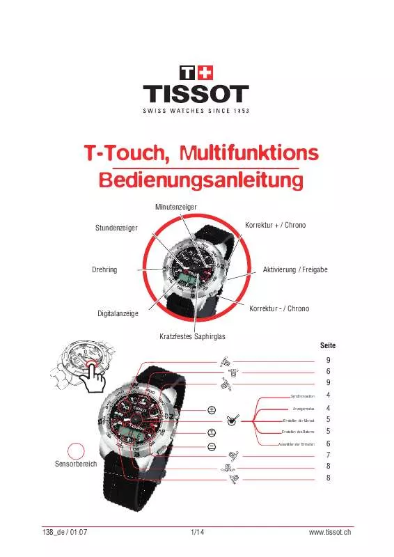 Mode d'emploi TISSOT T-TOUCH MULTIFUNKTIONS