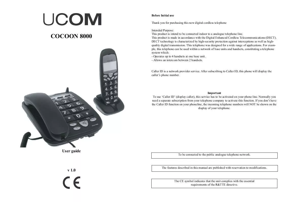 Mode d'emploi UCOM COCOON 8000