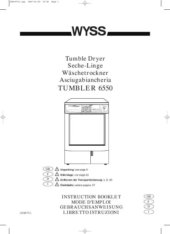 Mode d'emploi WYSS TUMBLER6550
