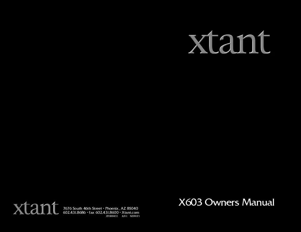 Mode d'emploi XTANT X603