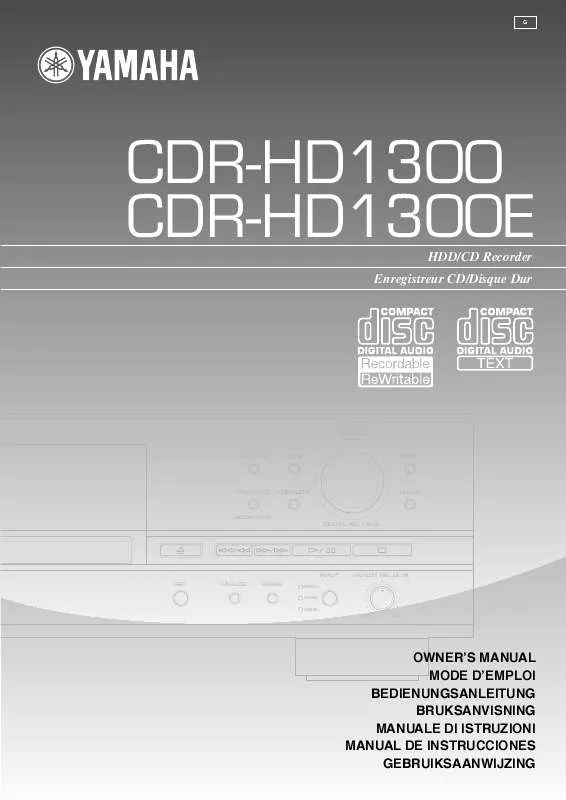 Mode d'emploi YAMAHA CDR-HD1300