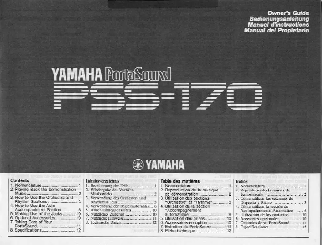 Mode d'emploi YAMAHA PSS-170