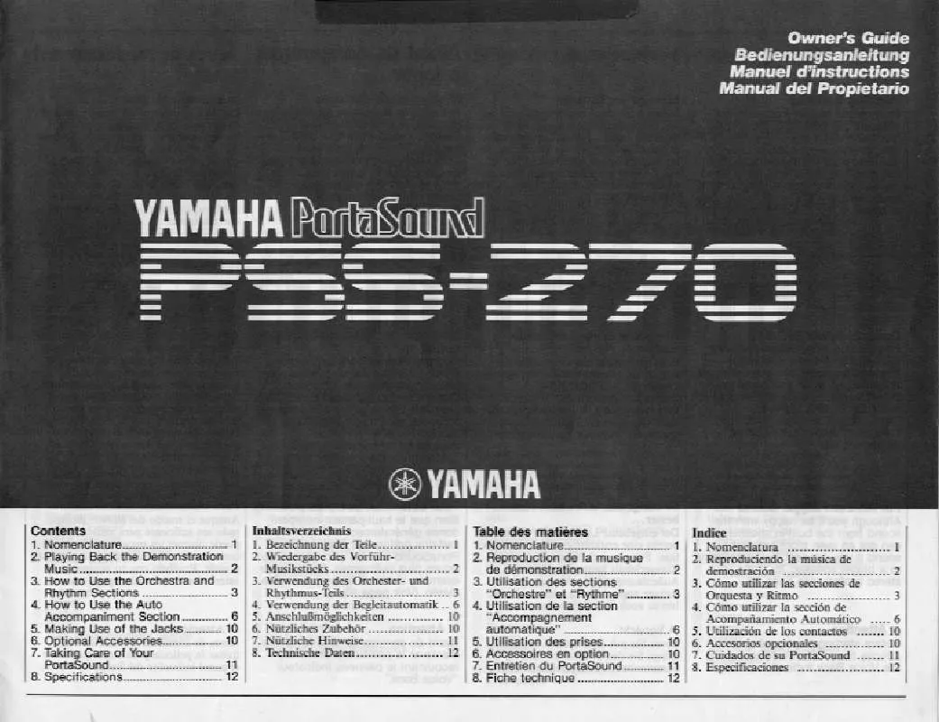 Mode d'emploi YAMAHA PSS-270