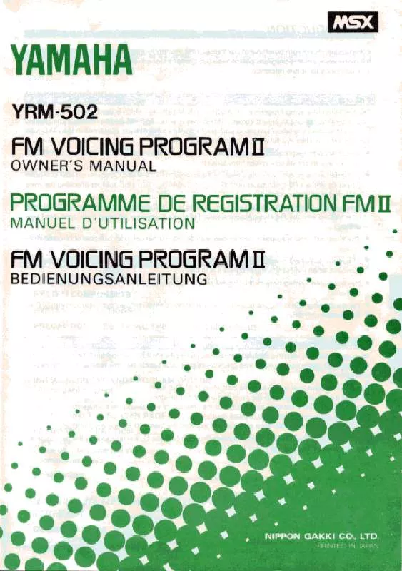 Mode d'emploi YAMAHA YRM-502