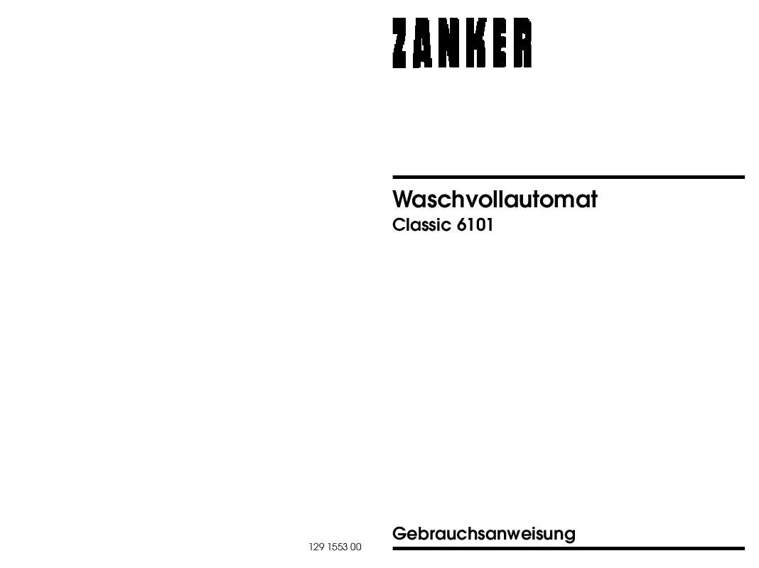 Mode d'emploi ZANKER CLASSIC6101