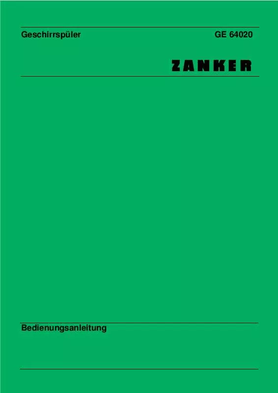 Mode d'emploi ZANKER GE64020 307/645-09
