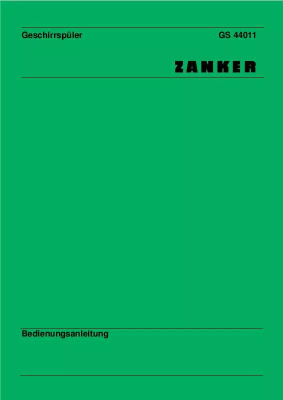 Mode d'emploi ZANKER GS44011