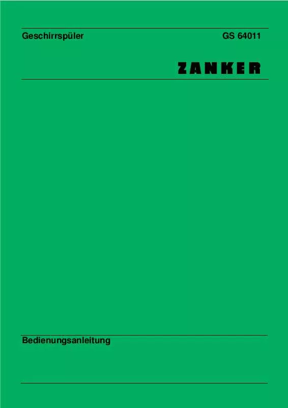 Mode d'emploi ZANKER GS64011 307/807-09