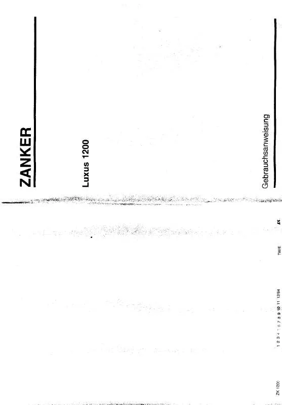 Mode d'emploi ZANKER LUXUS1200