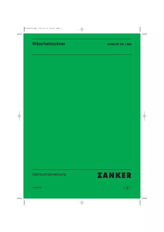 Mode d'emploi ZANKER SK1500