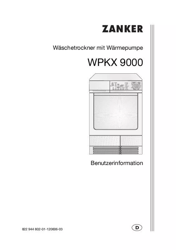 Mode d'emploi ZANKER WPKX9000
