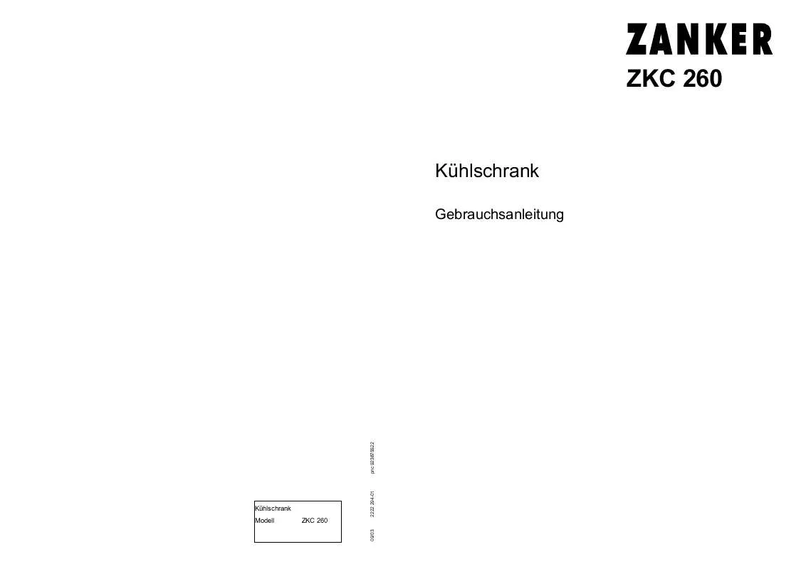 Mode d'emploi ZANKER ZKC260 347.426/50236