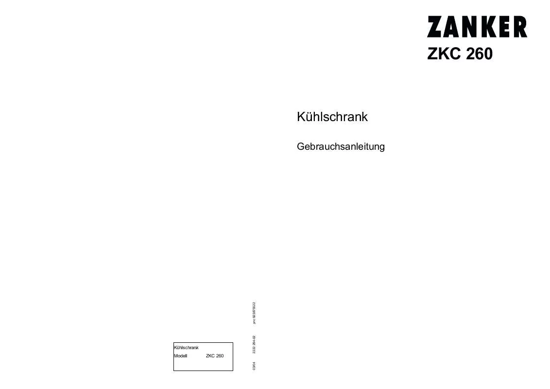 Mode d'emploi ZANKER ZKC260 347.426/50314