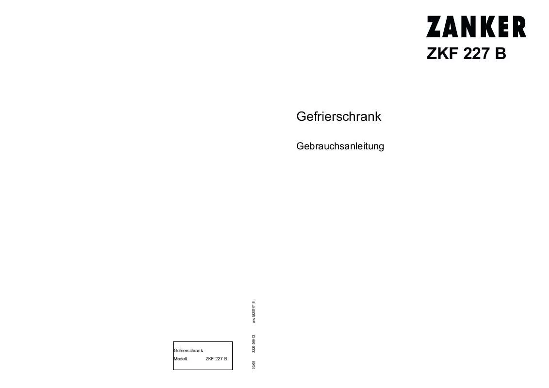 Mode d'emploi ZANKER ZKF 227 B
