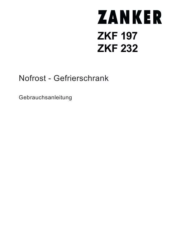 Mode d'emploi ZANKER ZKF232