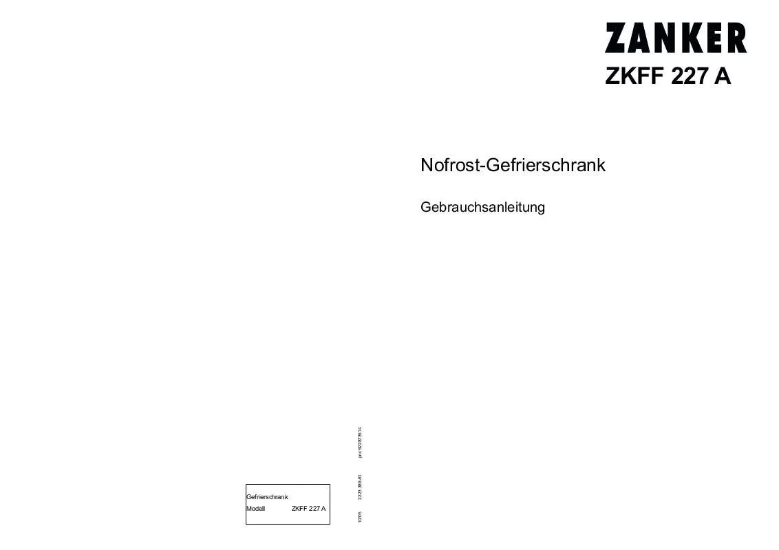 Mode d'emploi ZANKER ZKFF227A (PRIVILEG)