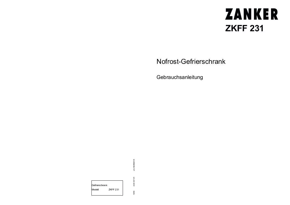 Mode d'emploi ZANKER ZKFF231