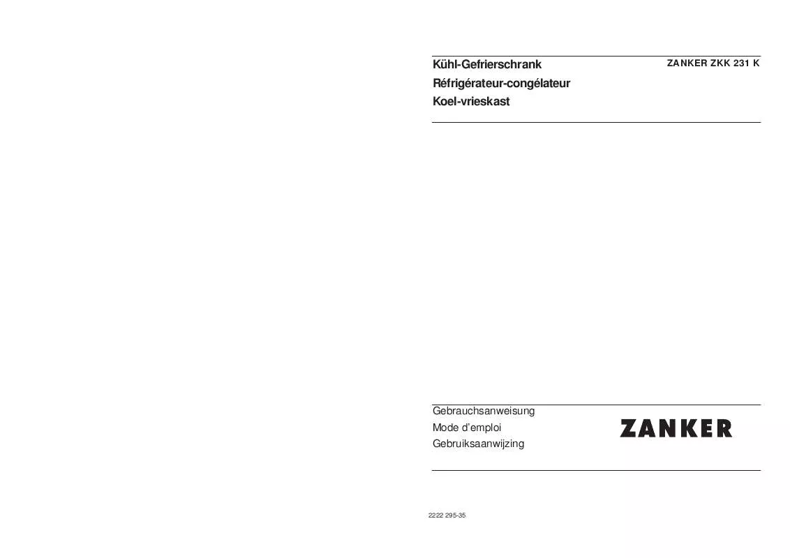 Mode d'emploi ZANKER ZKK231K