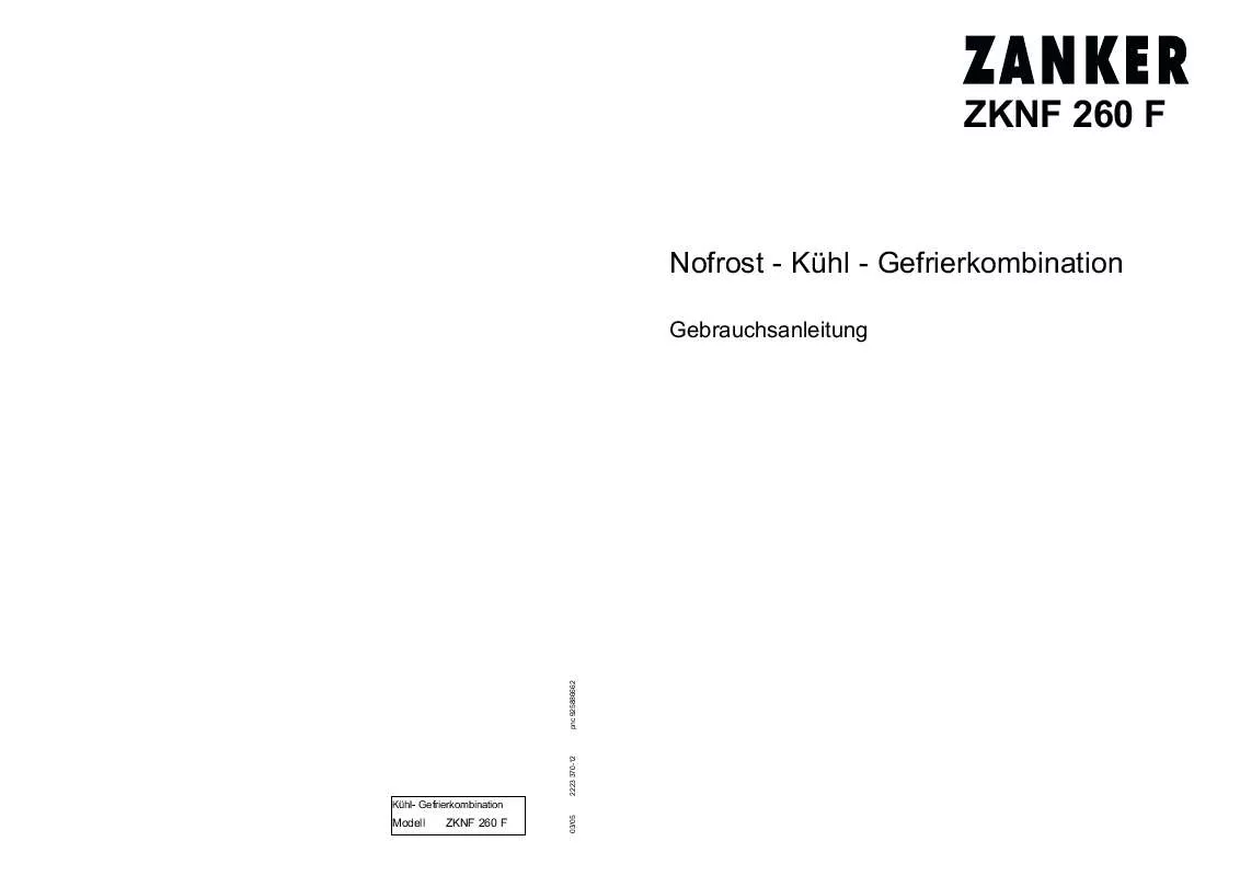 Mode d'emploi ZANKER ZKNF260F