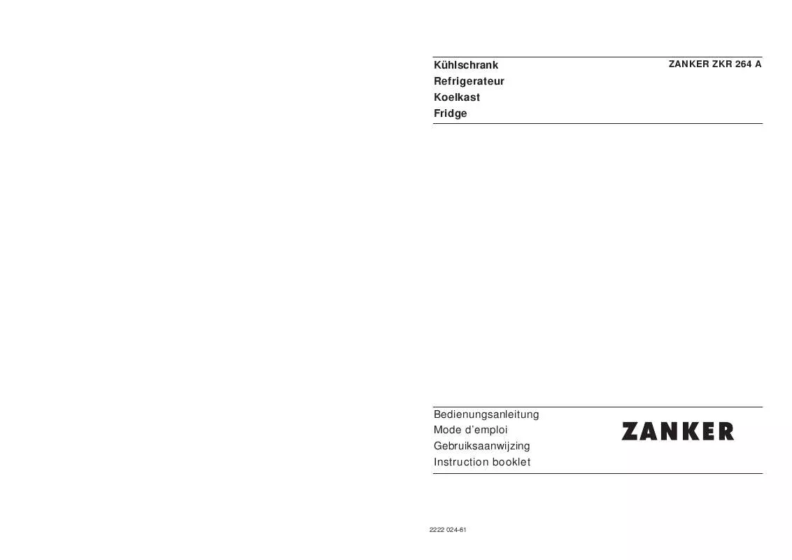 Mode d'emploi ZANKER ZKR264A