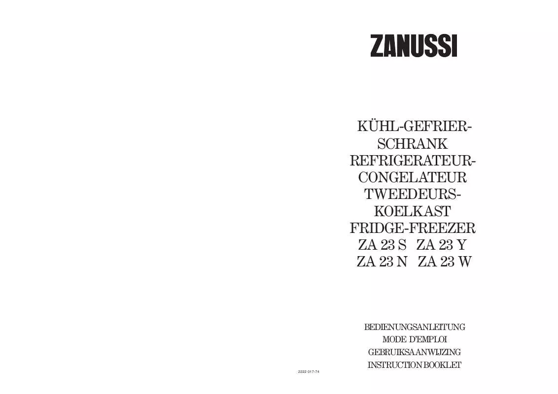 Mode d'emploi ZANUSSI ZA23S