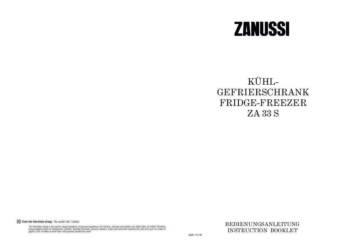 Mode d'emploi ZANUSSI ZA33S