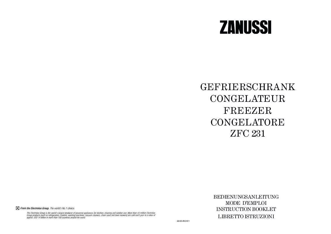 Mode d'emploi ZANUSSI ZFC231