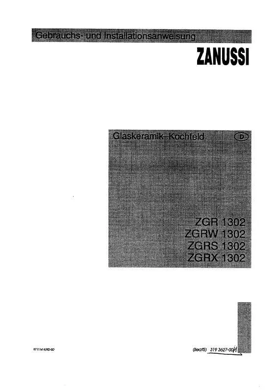 Mode d'emploi ZANUSSI ZGRB1302