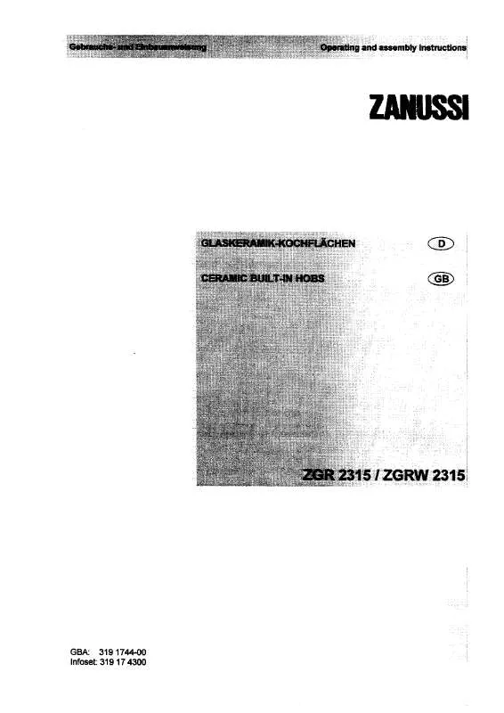 Mode d'emploi ZANUSSI ZGRW2315