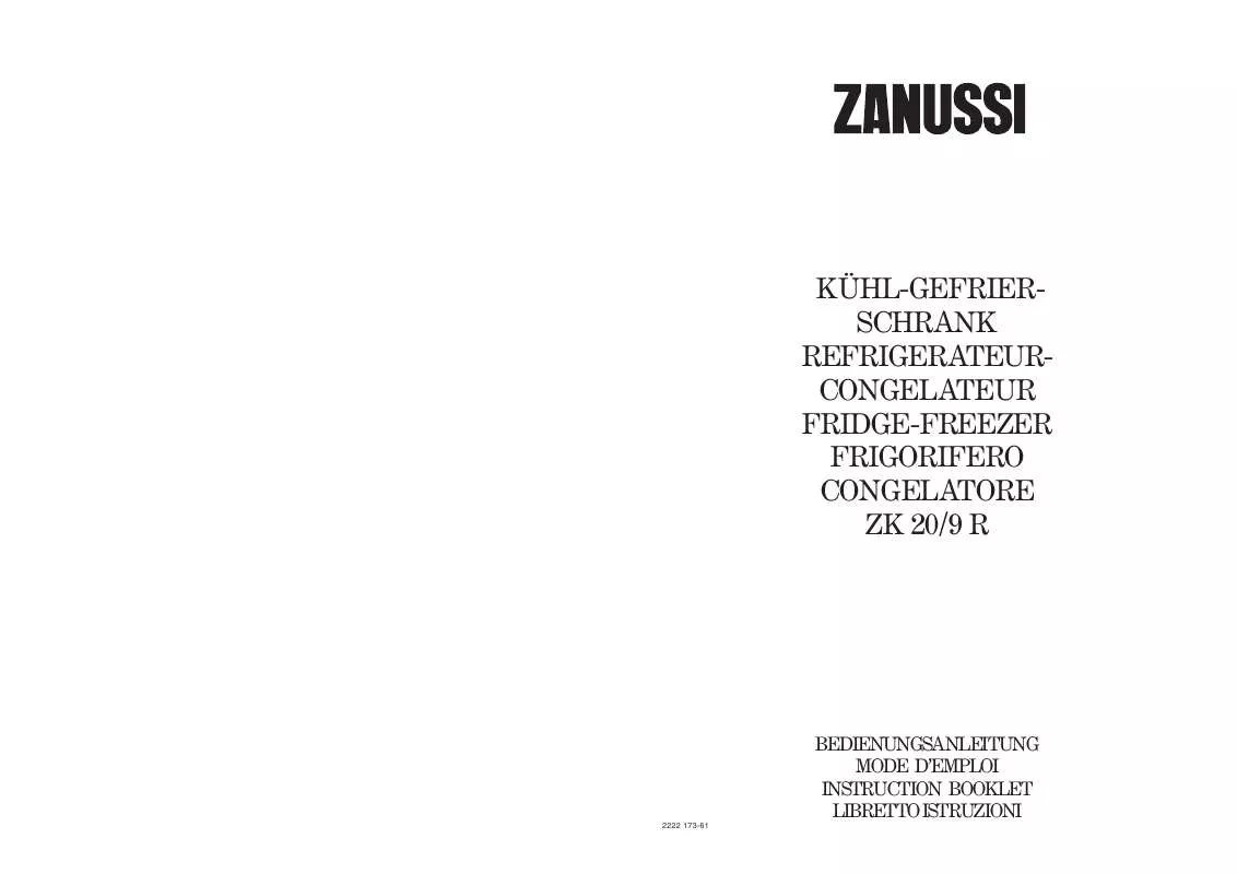Mode d'emploi ZANUSSI ZK20/9R