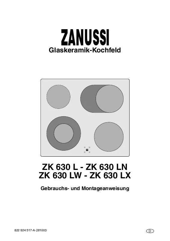Mode d'emploi ZANUSSI ZK630LX