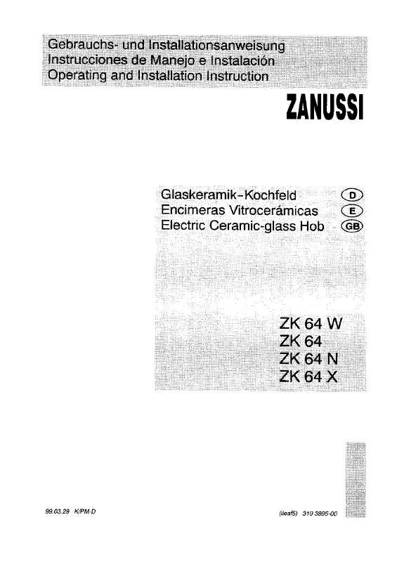 Mode d'emploi ZANUSSI ZK64N