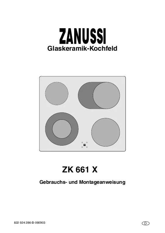 Mode d'emploi ZANUSSI ZK661X ZANUSSI