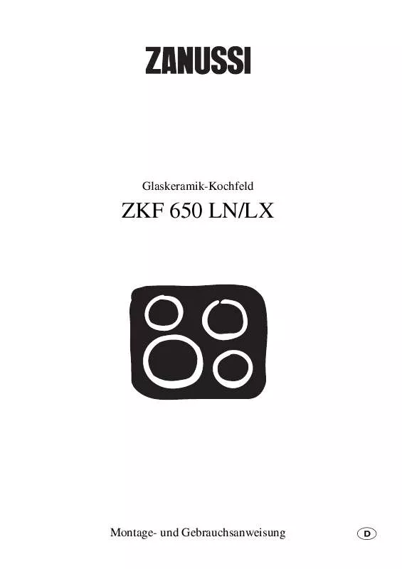 Mode d'emploi ZANUSSI ZKF650LX 64L