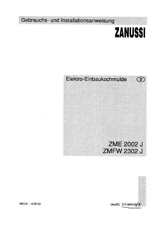 Mode d'emploi ZANUSSI ZMF2102J