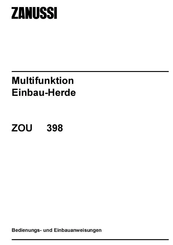 Mode d'emploi ZANUSSI ZOU398B